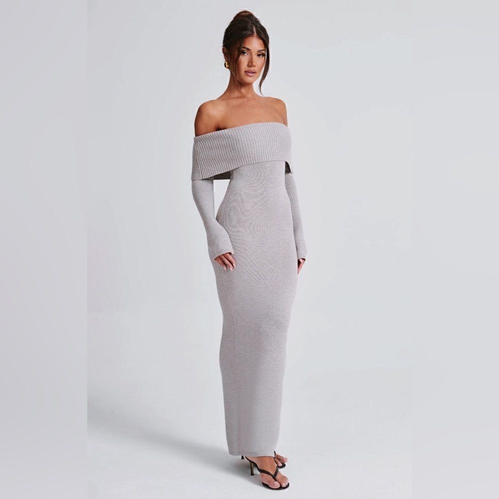 NWT Babyboo Beverley Knit Maxi Light Grey Dress Marl Sweater  Size XS - Picture 5 of 14